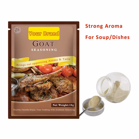Halal 10g Condimento en polvo de sabor a jengibre y ajo para cocinar