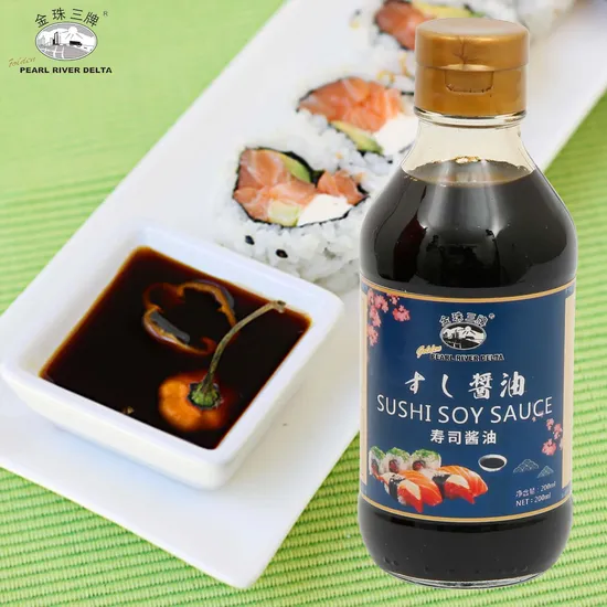 Salsa de soja para sushi OEM 200 ml adecuada para platos japoneses y sashimi